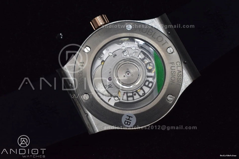 Best on 1:1 Edition Fusion Strap Dial A Black Gummy Black 588 HBF Bold RG 45mm 0204